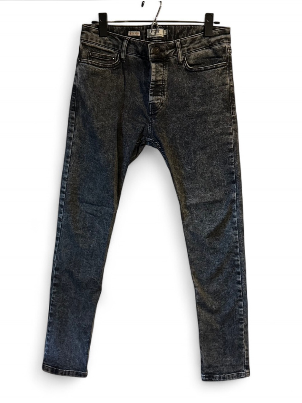 Topman Black Acid Wash Skinny Jeans